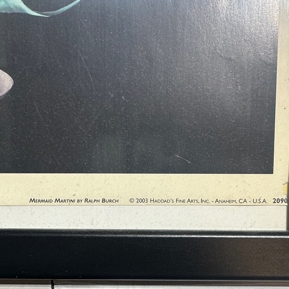 Ralph Burch Mermaid Martini Art Print 2003 with Black lightweight Frame - Picture 4 of 11